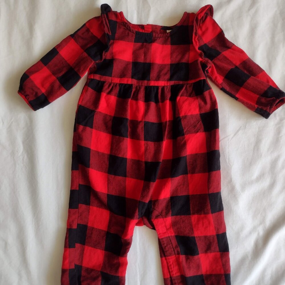 Baby Gap Black & Red Buffalo Plaid Romper 3-6 months